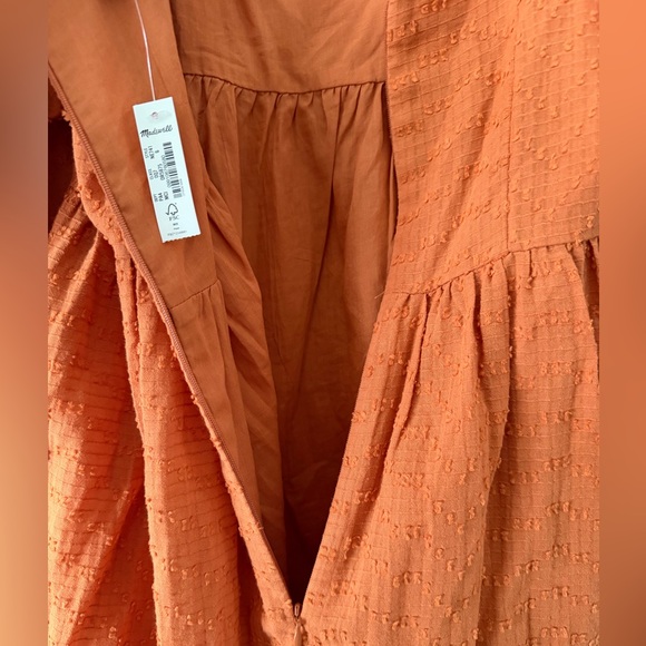 NWT Madewell Puff-Sleeve Waisted Clip Dot Mini Dress Mulled Cider Orange SZ 6 - Picture 6 of 9